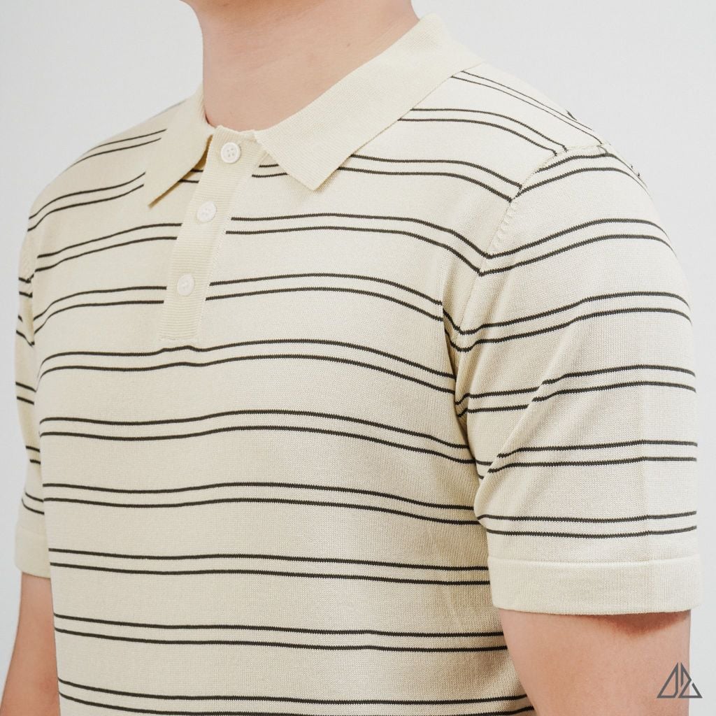 Áo Polo Nam D2SHOP kẻ sọc ngang, vải Premium Cotton Blend B-B2037