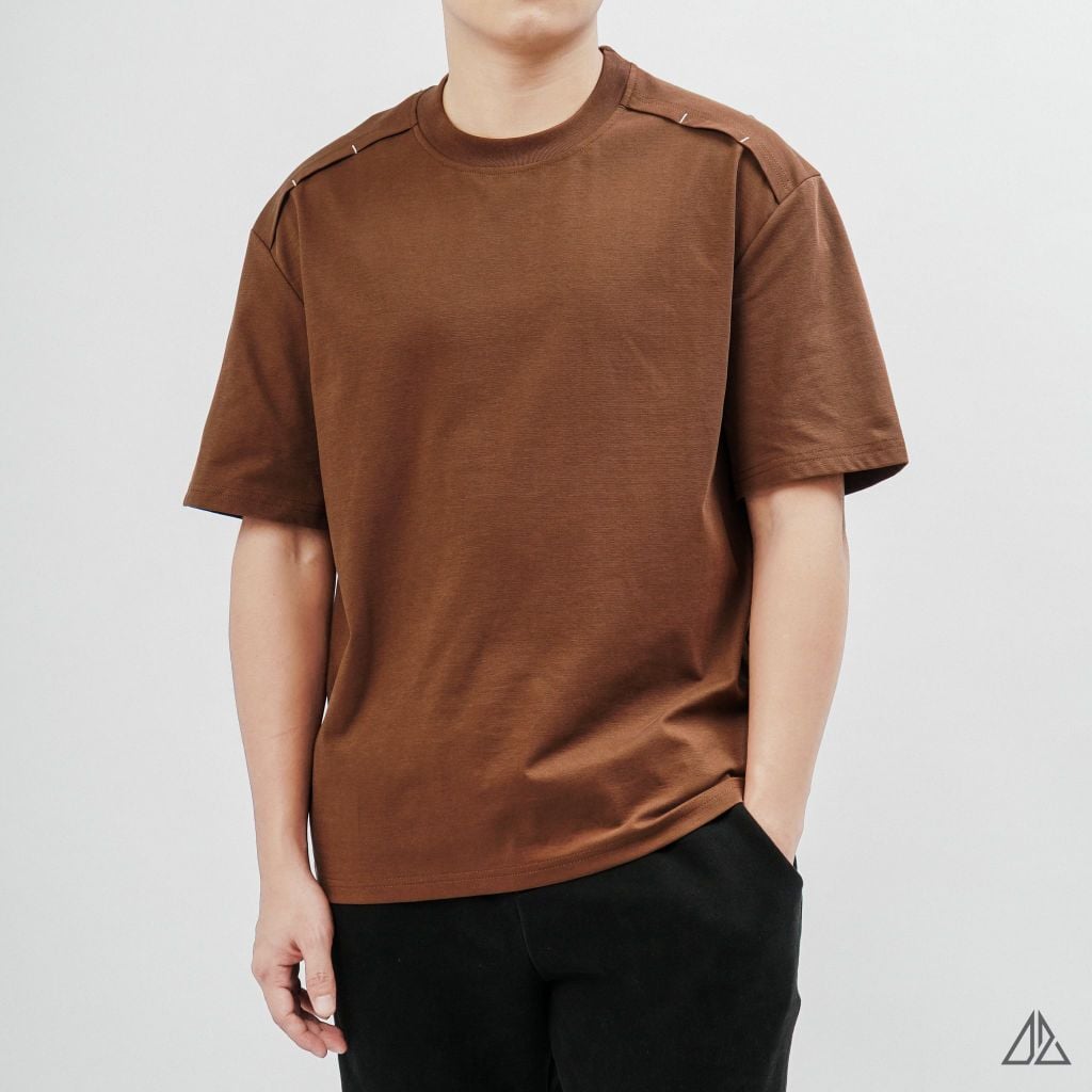 Áo Thun Nam D2SHOP phối viền chỉ vai, vải Premium Cotton B-B8003