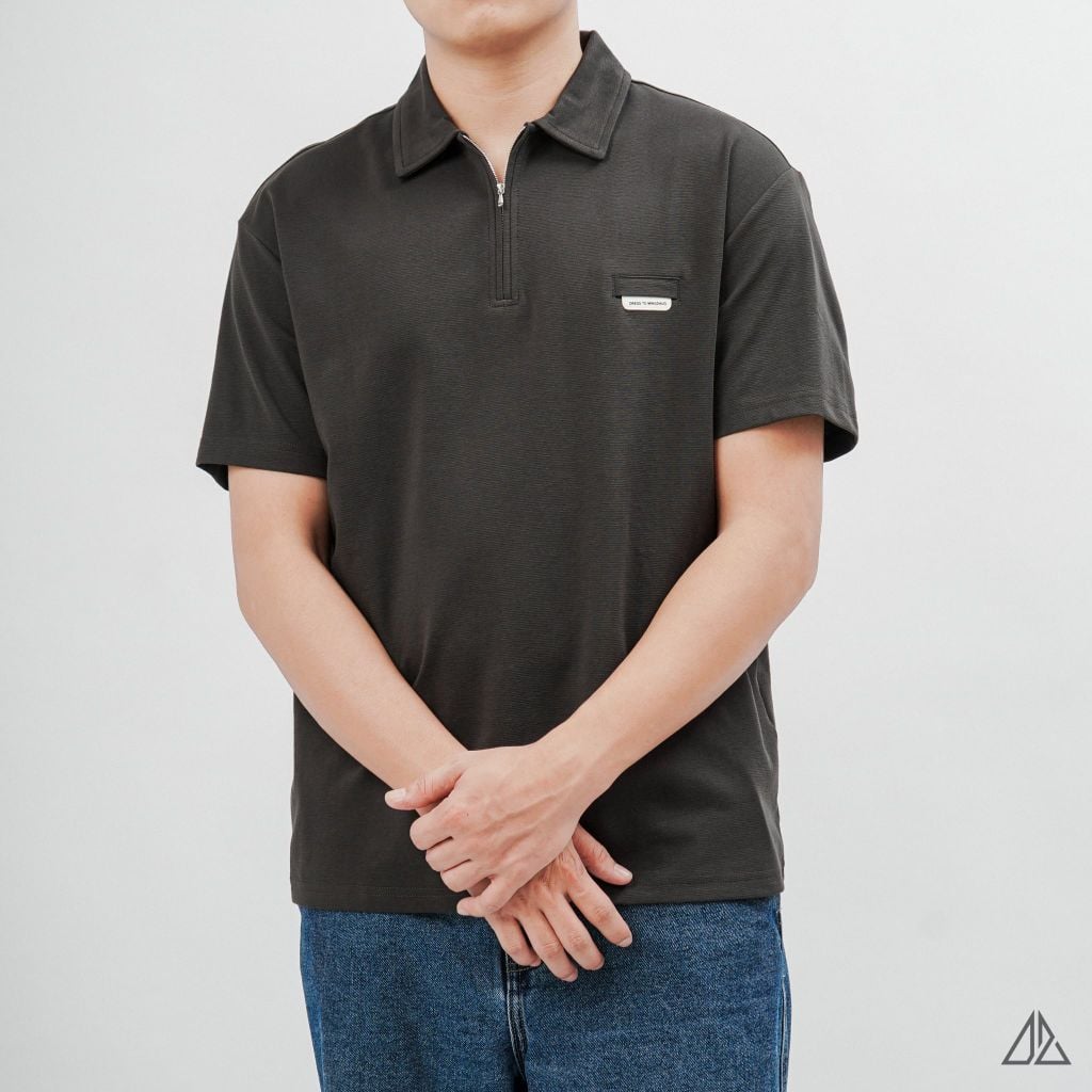 Áo Polo Nam D2SHOP cổ Zip, vải Flex Pique Blend B-B99003