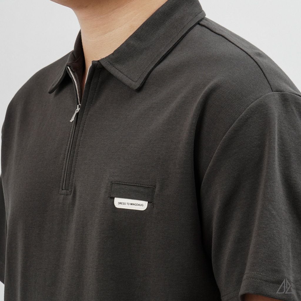 Áo Polo Nam D2SHOP cổ Zip, vải Flex Pique Blend B-B99003
