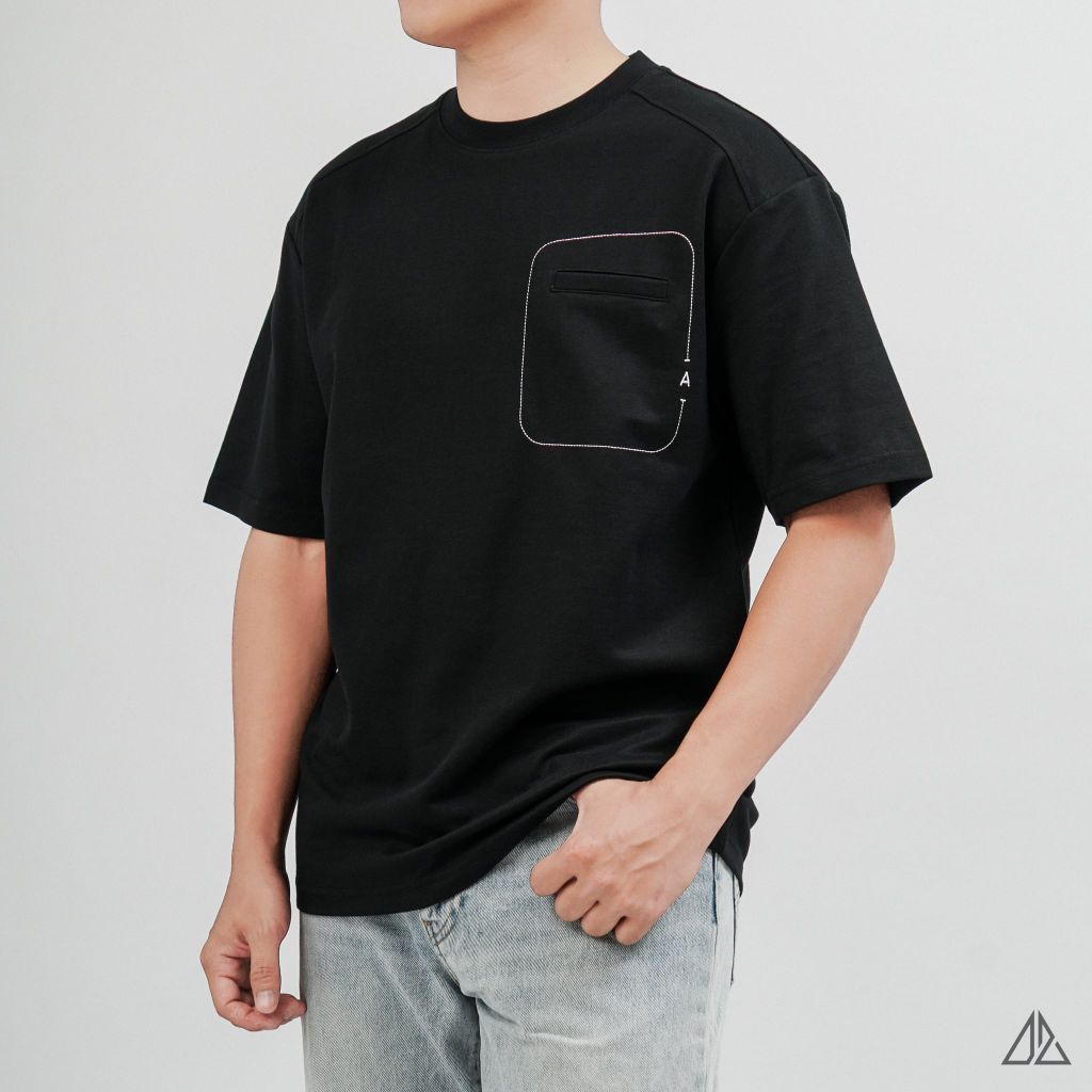 Áo Thun Nam D2SHOP may viền chỉ túi A,  vải Premium Cotton B-F8774