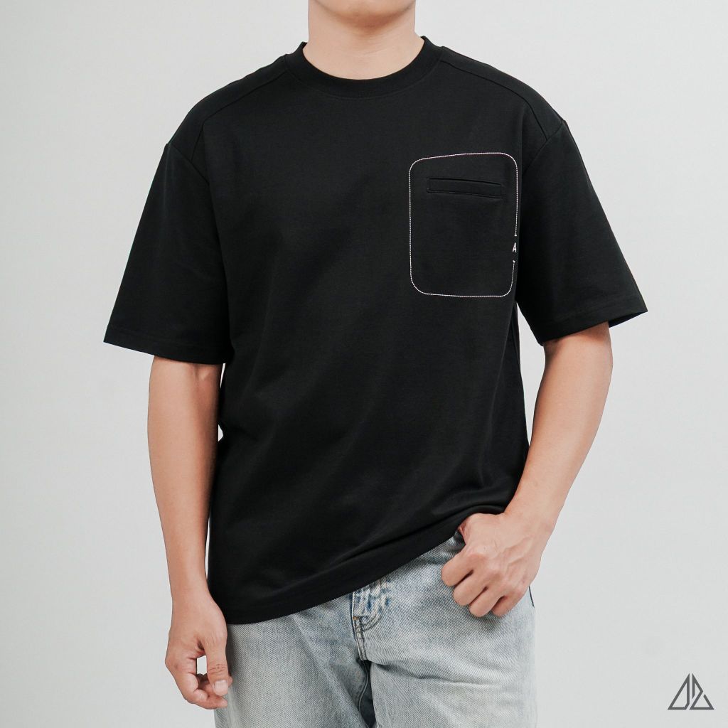 Áo Thun Nam D2SHOP may viền chỉ túi A,  vải Premium Cotton B-F8774