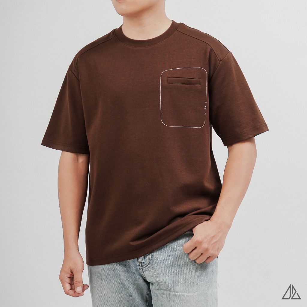 Áo Thun Nam D2SHOP may viền chỉ túi A,  vải Premium Cotton B-F8774