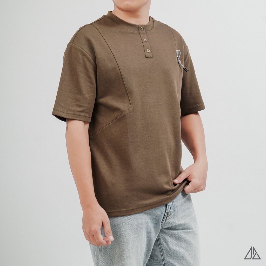 Áo Thun Nam D2SHOP giả cổ Henley , vải Premium Cotton B-F8809