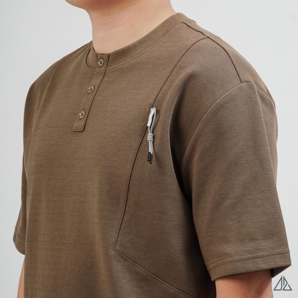 Áo Thun Nam D2SHOP giả cổ Henley , vải Premium Cotton B-F8809