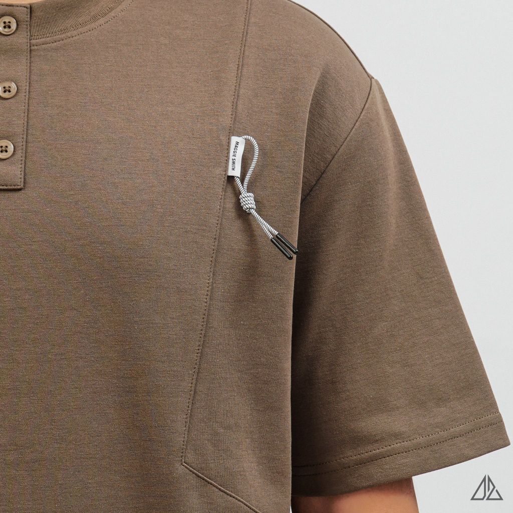 Áo Thun Nam D2SHOP giả cổ Henley , vải Premium Cotton B-F8809