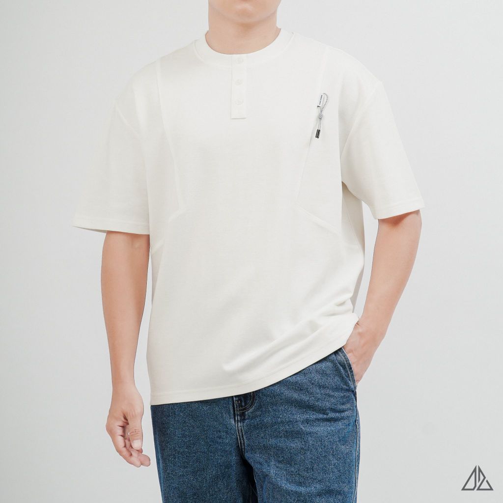 Áo Thun Nam D2SHOP giả cổ Henley , vải Premium Cotton B-F8809