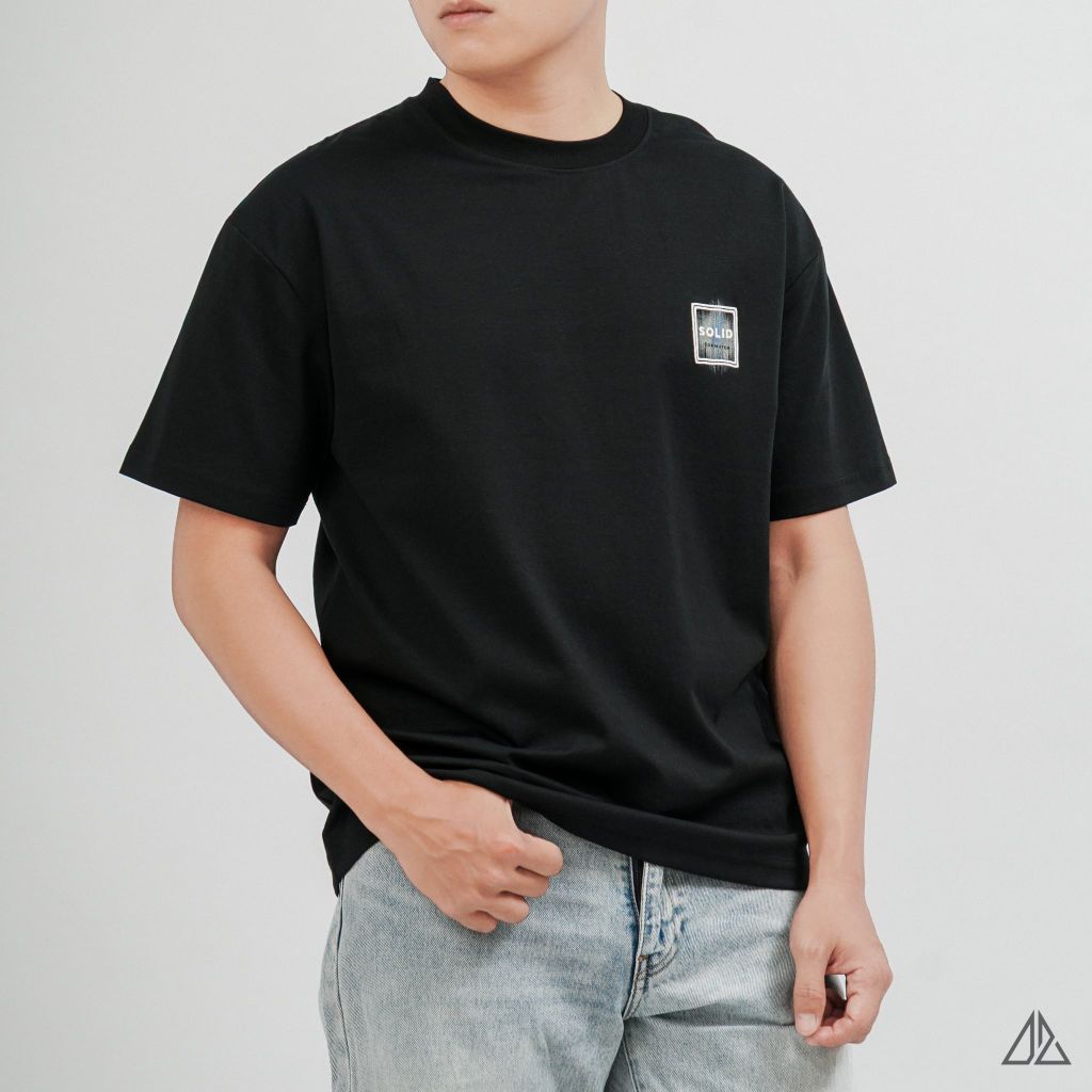 Áo Thun Nam D2SHOP thêu patch SOLID, vải Hybrid Cotton Blend B-N5092