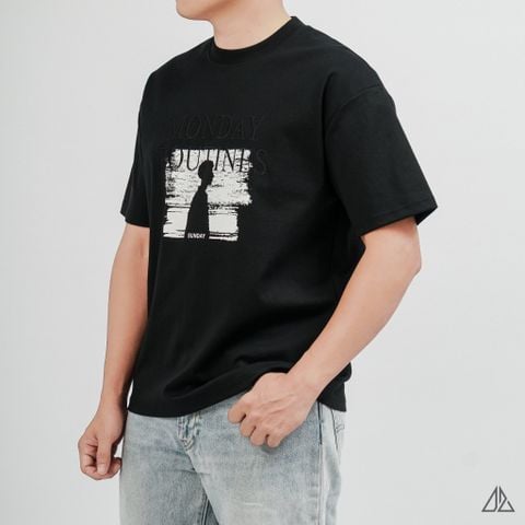 Áo Thun Nam D2SHOP in hình thêu chữ MONDAY ROUTINES, vải Hybrid Cotton B-N5097