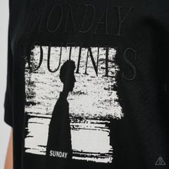 Áo Thun Nam D2SHOP in hình thêu chữ MONDAY ROUTINES, vải Hybrid Cotton B-N5097