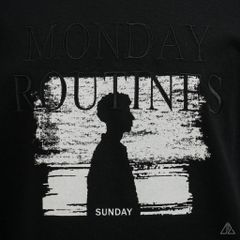 Áo Thun Nam D2SHOP in hình thêu chữ MONDAY ROUTINES, vải Hybrid Cotton B-N5097