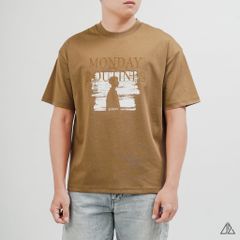 Áo Thun Nam D2SHOP in hình thêu chữ MONDAY ROUTINES, vải Hybrid Cotton B-N5097