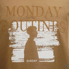Áo Thun Nam D2SHOP in hình thêu chữ MONDAY ROUTINES, vải Hybrid Cotton B-N5097