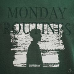 Áo Thun Nam D2SHOP in hình thêu chữ MONDAY ROUTINES, vải Hybrid Cotton B-N5097