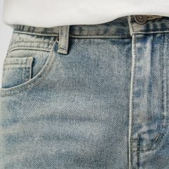 Quần Jean Nam D2SHOP ống xuông Relaxed Fit, màu xanh bạc wash, vải Denim cao cấp J-3051