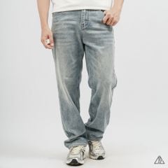 Quần Jean Nam D2SHOP ống xuông Relaxed Fit, màu xanh bạc wash, vải Denim cao cấp J-3051
