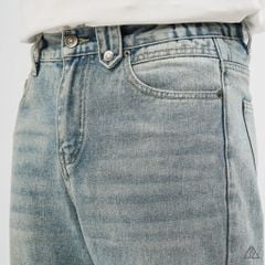 Quần Jean Nam D2SHOP ống xuông Relaxed Fit, màu xanh bạc wash, vải Denim cao cấp J-3051