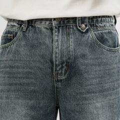 Quần Jean Nam D2SHOP ống xuông Relaxed Fit màu xám đậm wash, vải Denim cao cấp J-3079