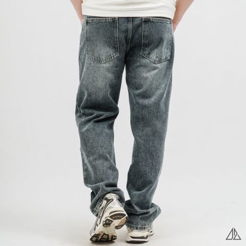 Quần Jean Nam D2SHOP ống xuông Relaxed Fit màu xám đậm wash, vải Denim cao cấp J-3079