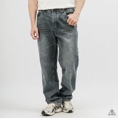 Quần Jean Nam D2SHOP ống xuông Relaxed Fit màu xám đậm wash, vải Denim cao cấp J-3079