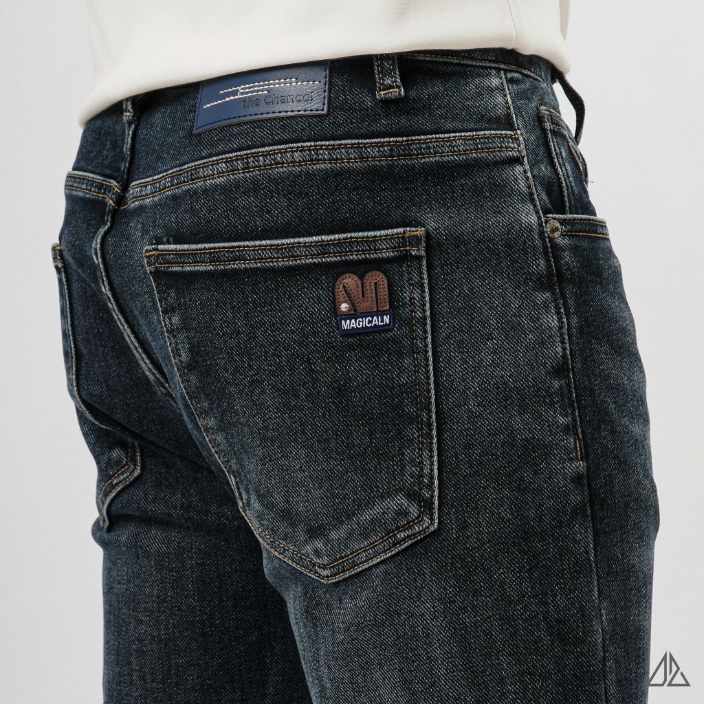 Quần Jean Slim Fit Nam D2SHOP MAGICALN co giãn, màu xanh đậm wash  J-6581