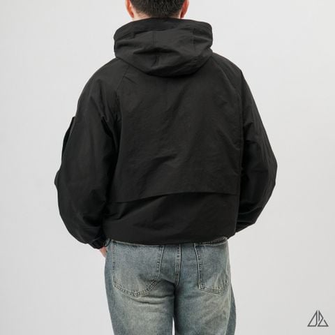 Áo khoác dù nón phối dây kéo ngực Lipper