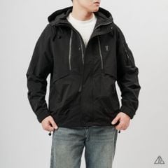 Áo khoác dù nón phối dây kéo ngực Lipper