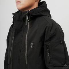 Áo khoác dù nón phối dây kéo ngực Lipper