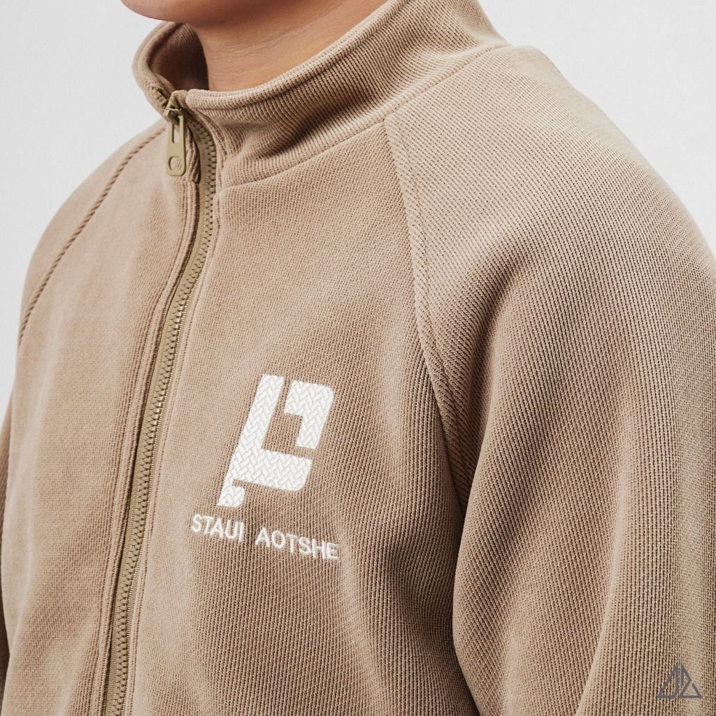 Áo khoác nhung cổ đứng lót nhung thêu P K-6611