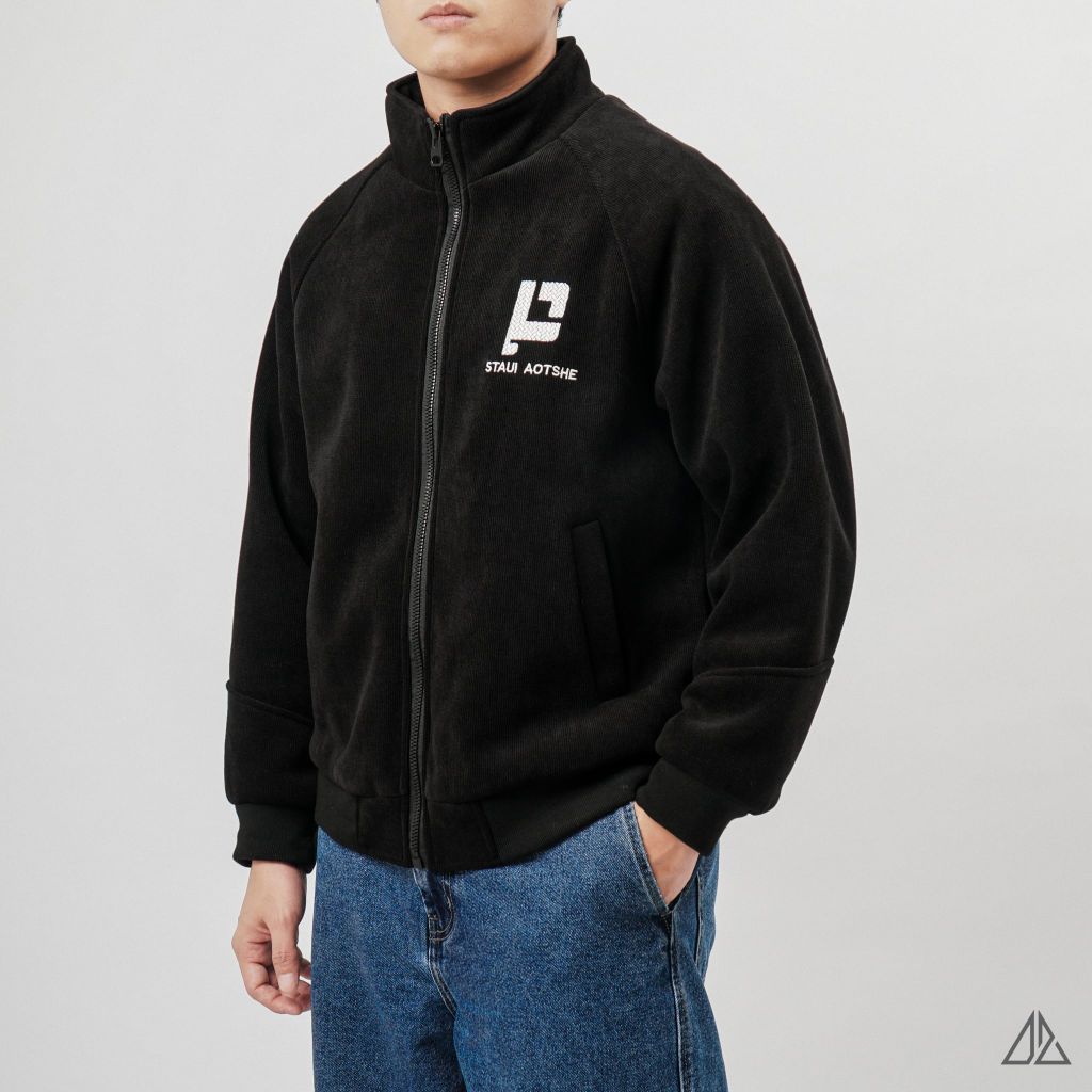 Áo khoác nhung cổ đứng lót nhung thêu P K-6611