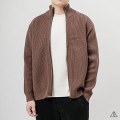 Áo Khoác Cardigan Len Nam D2SHOP Zip kéo cổ dứng, vải len dệt gân K-6853