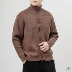 Áo Khoác Cardigan Len Nam D2SHOP Zip kéo cổ dứng, vải len dệt gân K-6853