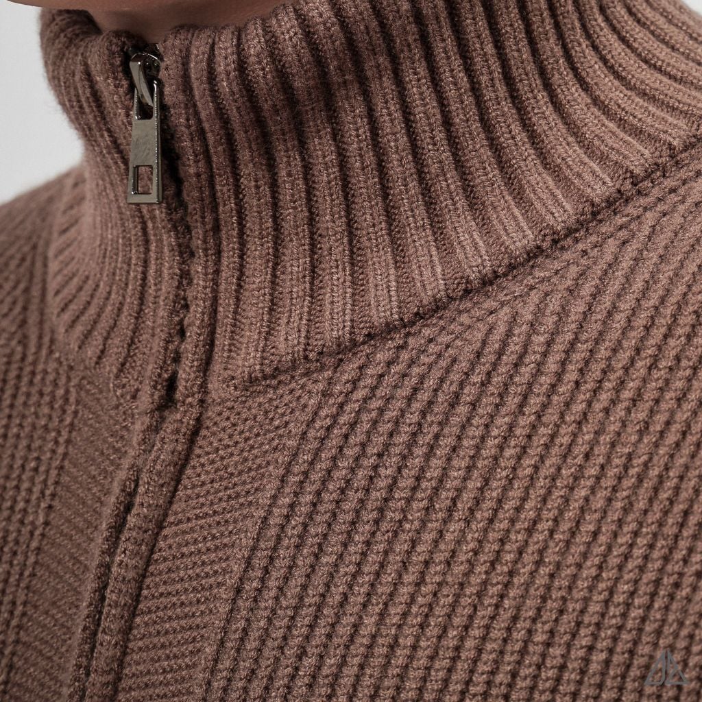 Áo Khoác Cardigan Len Nam D2SHOP Zip kéo cổ dứng, vải len dệt gân K-6853