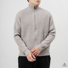 Áo Khoác Cardigan Len Nam D2SHOP Zip kéo cổ dứng, vải len dệt gân K-6853