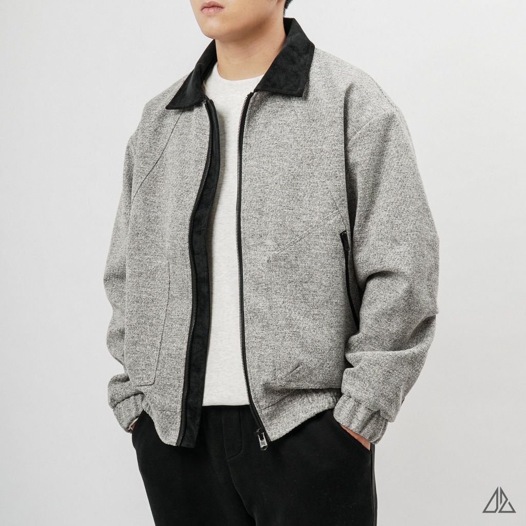 Áo Khoác Nam D2SHOP phối cổ da, vải dạ K-8907