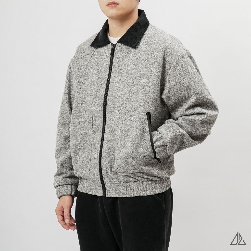 Áo Khoác Nam D2SHOP phối cổ da, vải dạ K-8907