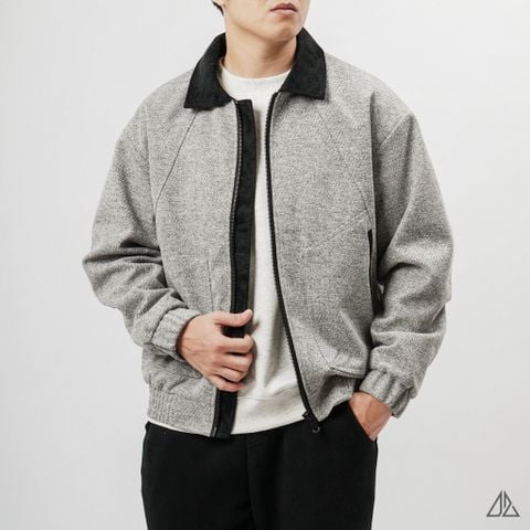 Áo Khoác Nam D2SHOP phối cổ da, vải dạ K-8907