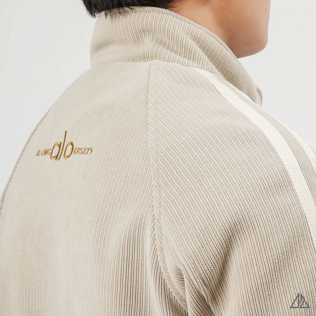 Áo Khoác Nam D2SHOP ALO phối sọc tay, vải nhung lót lông K-9803