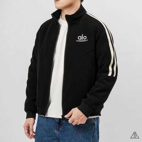 Áo Khoác Nam D2SHOP ALO phối sọc tay, vải nhung lót lông K-9803