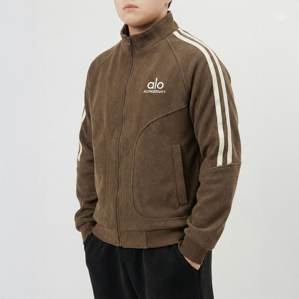 Áo Khoác Nam D2SHOP ALO phối sọc tay, vải nhung lót lông K-9803