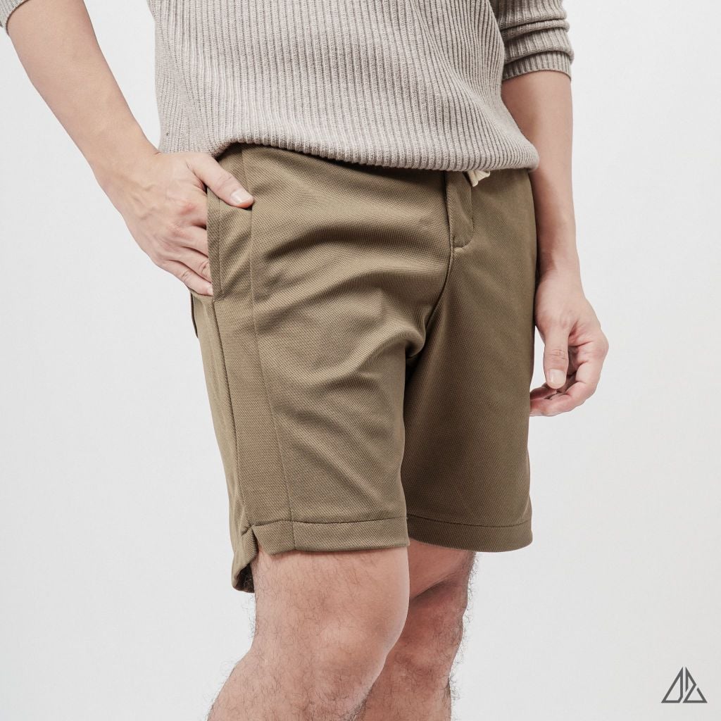 Quần Short Nam D2SHOP đai chun dây rút, vải dệt vân nổi cao cấp