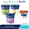 Combo Best Seller Kem Bliss Trà Xanh + Rum Nho + Sữa Chua Phô Mai (473ml x 3 hộp) - livestream 0204
