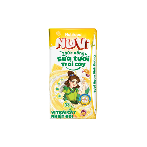  NuVi Thức Uống Sữa Tươi Trái Cây Vị Trai Cây Nhiệt Đới 110ml 