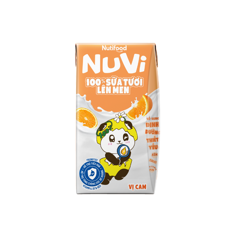  NuVi 100% Sữa Tươi Lên Men Vị Cam x hộp 100ml 