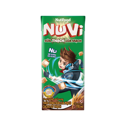  NuVi Thức Uống Sữa Lúa Mạch Cacao Có Thạch Hộp 170 ml 