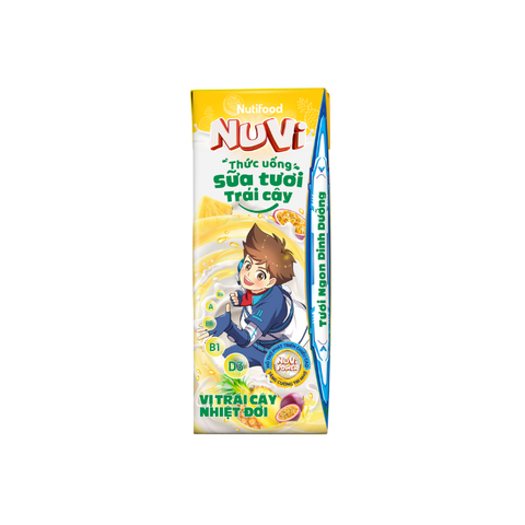  NuVi Thức Uống Sữa Tươi Trái Cây Vị Trai Cây Nhiệt Đới 180ml 