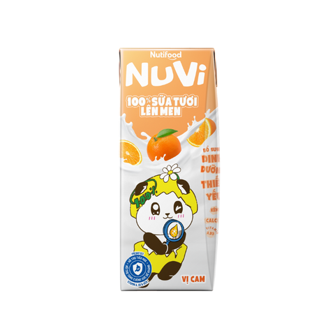  NuVi 100% Sữa Tươi Lên Men Vị Cam x hộp 170ml 