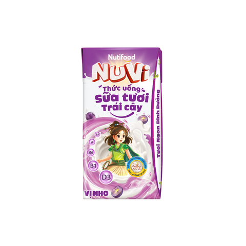  NuVi Thức Uống Sữa Tươi Trái Cây Vị Nho 110ml 