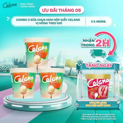  Combo 3 Sữa Chua Kem Hộp Giấy CELANO vị Hồng Treo Gió (3 x 460ml) - LIVE 