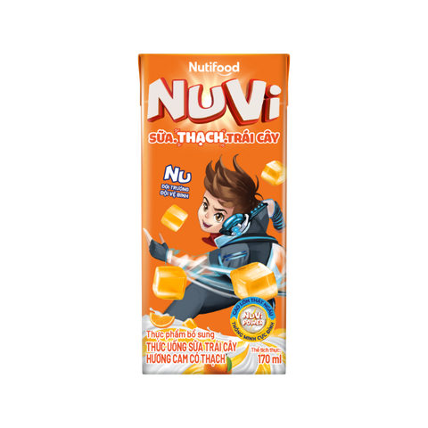  NuVi Thức Uống Sữa Trái Cây Hương Cam Có Thạch Hộp 170 ml 